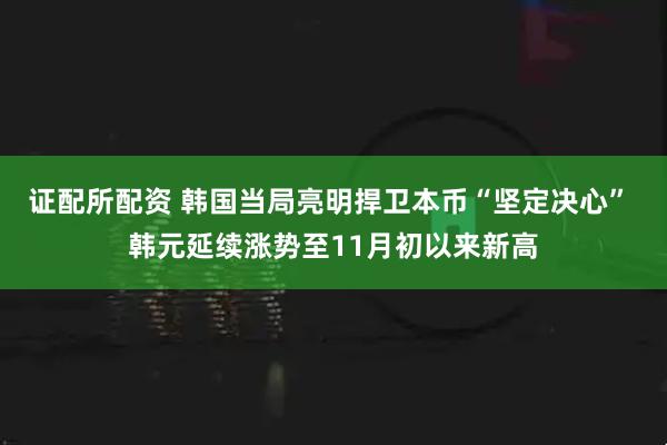 证配所配资 韩国当局亮明捍卫本币“坚定决心” 韩元延续涨势至11月初以来新高